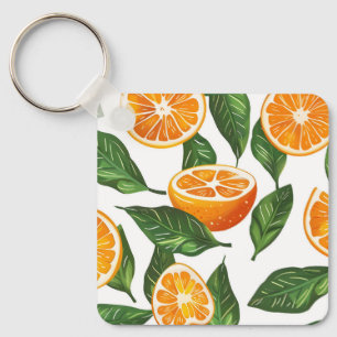 Botanische Frucht Orange Citrus Nahtlos Schlüsselanhänger