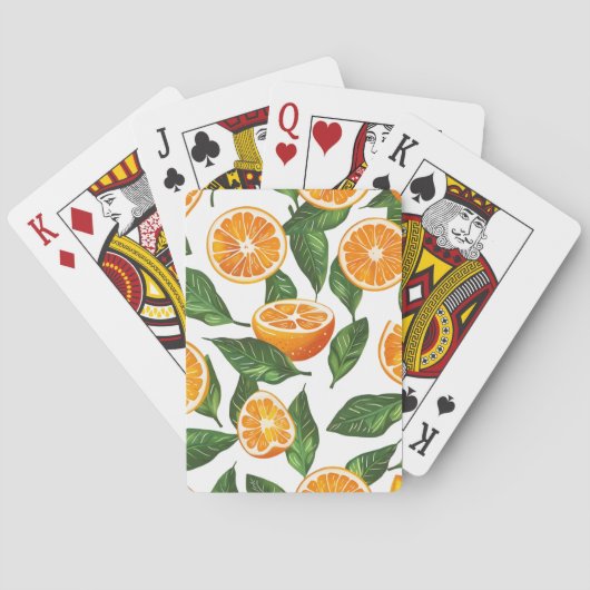 Botanische Frucht Orange Citrus Nahtlos Spielkarten (Rückseite)