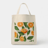 Botanische Frucht Orange Citrus Nahtlos Tragetasche (Rückseite)