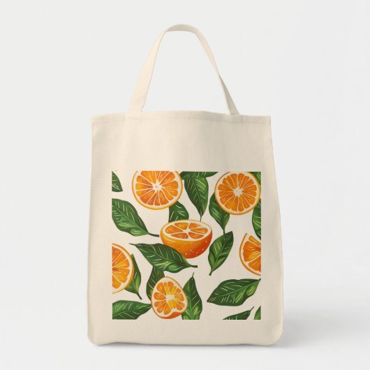 Botanische Frucht Orange Citrus Nahtlos Tragetasche (Vorne)