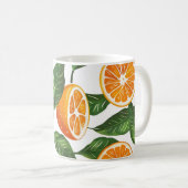Botanische Frucht Orange Citrus Nahtloses Muster Kaffeetasse (VorderseiteRechts)