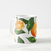 Botanische Frucht Orange Citrus Nahtloses Muster Kaffeetasse (Vorderseite Links)