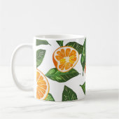 Botanische Frucht Orange Citrus Nahtloses Muster Kaffeetasse (Links)