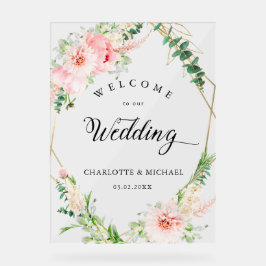 Botanische Frühjahrsgeometrie mit Wasserfarbe Acrylschild