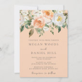 Botanische Frühjahrssonne mit Pfirsich und Weiß Einladung (Vorderseite)