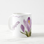 Botanische Frühlings-Krokus-Blüte Kaffeetasse (Vorderseite Links)