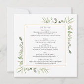 Botanische Gärten Gold Rahmen in einer Hochzeit Einladung (Rückseite)