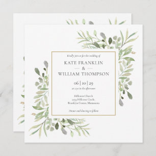 Botanische Gärten Gold Rahmen in einer Hochzeit Einladung