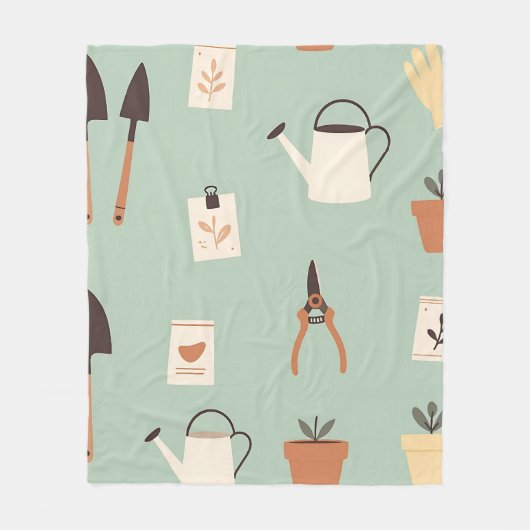 Botanische Gartenaccessoires-Muster Fleecedecke (Vorderseite)