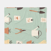 Botanische Gartenaccessoires-Muster Fleecedecke (Vorderseite (Horizontal))
