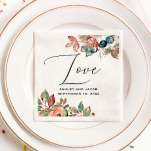 Botanische Gartenhochzeit Herbst-Wald-Script Serviette