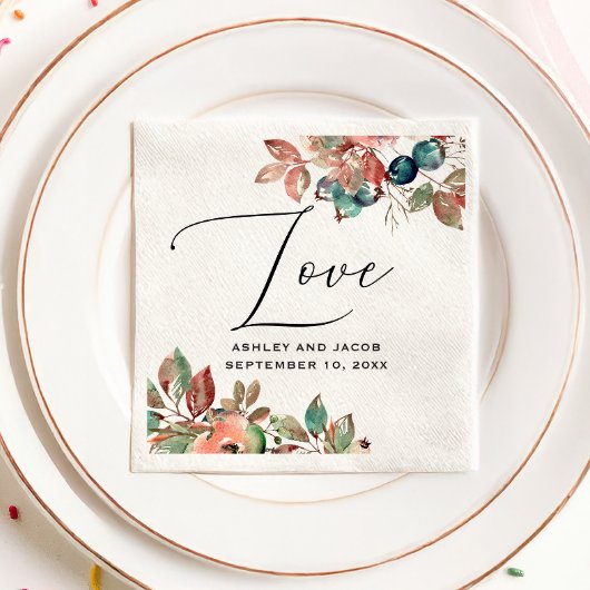 Botanische Gartenhochzeit | Herbst-Wald-Script Serviette
