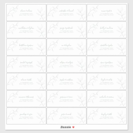 Botanische Gastadresse für moderne Sage Green Scri Aufkleber (Blatt)