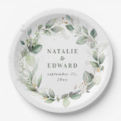 Botanische Gastgeschenk Hochzeit Eukalyptus Pappteller (Vorderseite)