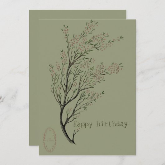 botanische Geburtstagskarte Einladung (Vorne/Hinten)