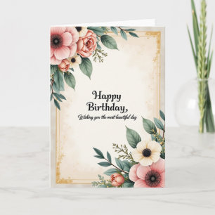 Botanische Geburtstagskarte mit Creme-Finish Karte