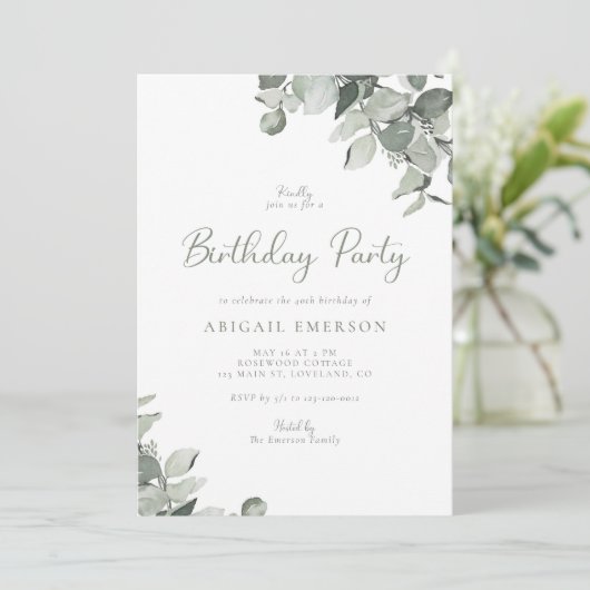 Botanische Geburtstagsparty Einladung (Stehend Vorderseite)