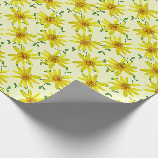 Botanische gelbe Arnika-Blume auf irgendeiner Geschenkpapier (Ecke)