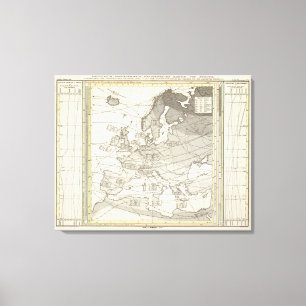 Botanische geografische statistische Landkarte Eur Leinwanddruck