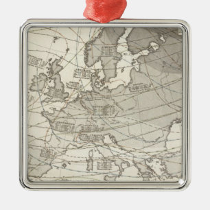 Botanische geographische statistische Karte von Silbernes Ornament