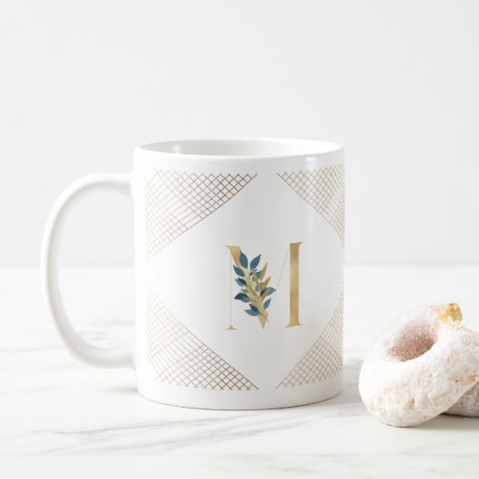 Botanische Geometrie der botanischen Monographie Kaffeetasse (Mit Donut)