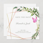 Botanische Geometrie mit Butterfly-Hochzeitdesign (Vorne/Hinten)