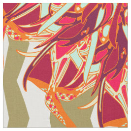 Botanische geometrische Bordeaux Stoff