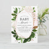 Botanische Geometrische Elegant der Babydusche Einladung (Stehend Vorderseite)