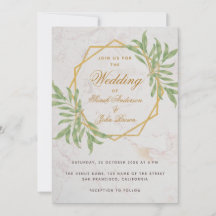 Botanische Geometrische Grüne Goldmarmor Hochzeit