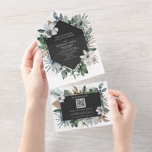 Botanische Geometrische Hochzeit und UAWG All In One Einladung (Abreißen)