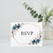 Botanische geometrische UAWG Navy Blue Blush Postkarte (Stehend Vorderseite)