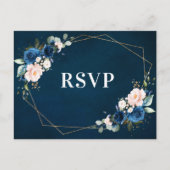 Botanische geometrische UAWG Navy Blue Blush Postkarte (Vorderseite)