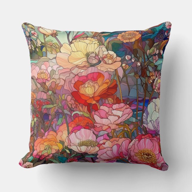 Botanische Glasblätter Kissen (Vorderseite)