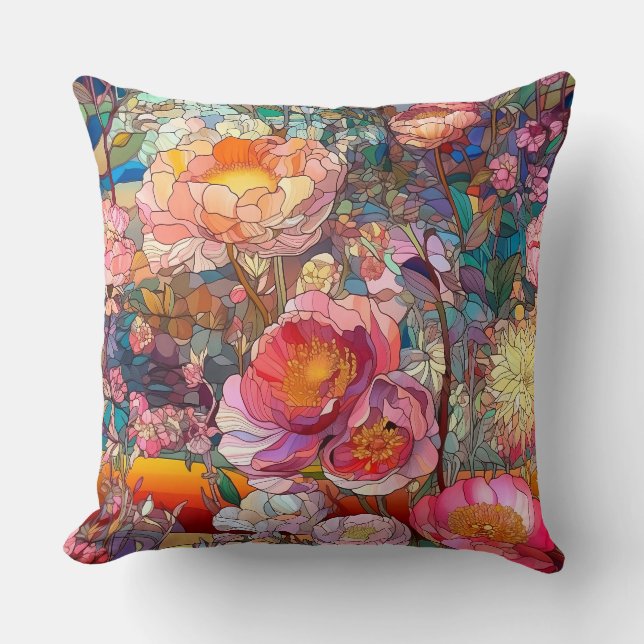 Botanische Glasblätter Kissen (Vorderseite)