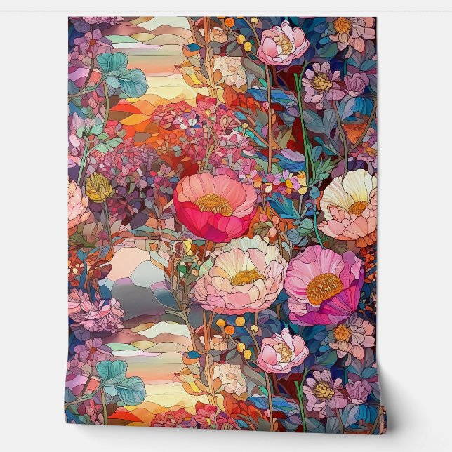 Botanische Glasblätter Tapete (Abrollen)