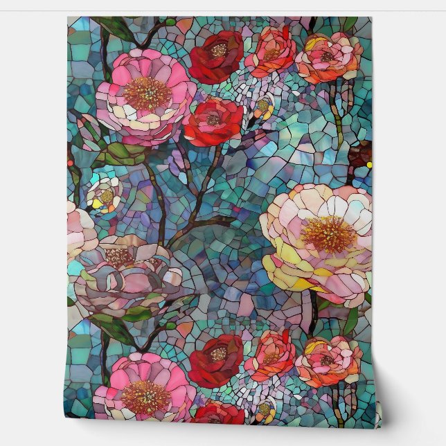 Botanische Glasblätter Tapete (Abrollen)