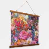 Botanische Glasblätter Wandteppich Mit Holzrahmen (Gewinkelt)