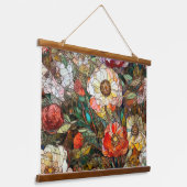 Botanische Glasblätter Wandteppich Mit Holzrahmen (Gewinkelt)