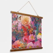 Botanische Glasblätter Wandteppich Mit Holzrahmen (Gewinkelt)