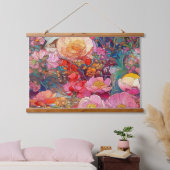 Botanische Glasblätter Wandteppich Mit Holzrahmen (Schlafzimmer)