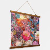 Botanische Glasblätter Wandteppich Mit Holzrahmen (Gewinkelt)