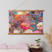 Botanische Glasblätter Wandteppich Mit Holzrahmen (Schlafzimmer)