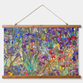 Botanische Glasblätter Wandteppich Mit Holzrahmen