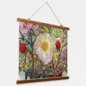 Botanische Glasblätter Wandteppich Mit Holzrahmen (Gewinkelt)