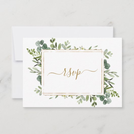 Botanische Gold Greenerity Wedding RSVP Card (Vorderseite)
