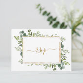 Botanische Gold Greenerity Wedding RSVP Card (Stehend Vorderseite)