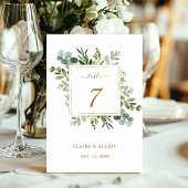 Botanische Gold Greenery Wedding Tischnummer Card