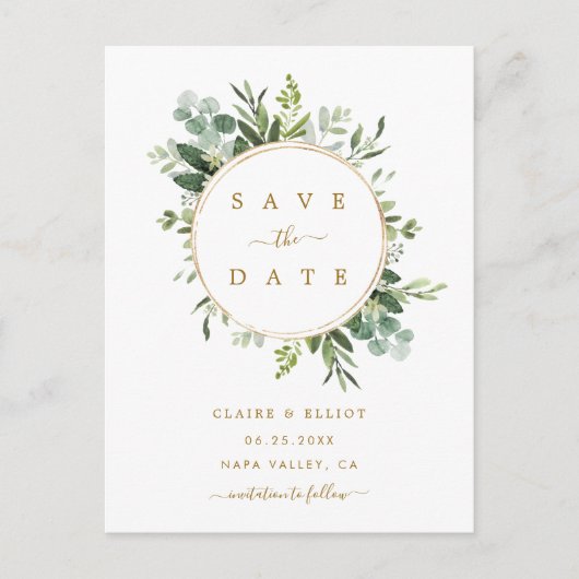 Botanische goldene Hochzeit retten Datum Ankündigungspostkarte (Vorderseite)