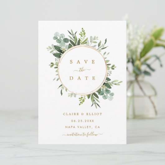 Botanische goldene Hochzeit Sichern Sie die Datums Save The Date (Stehend Vorderseite)