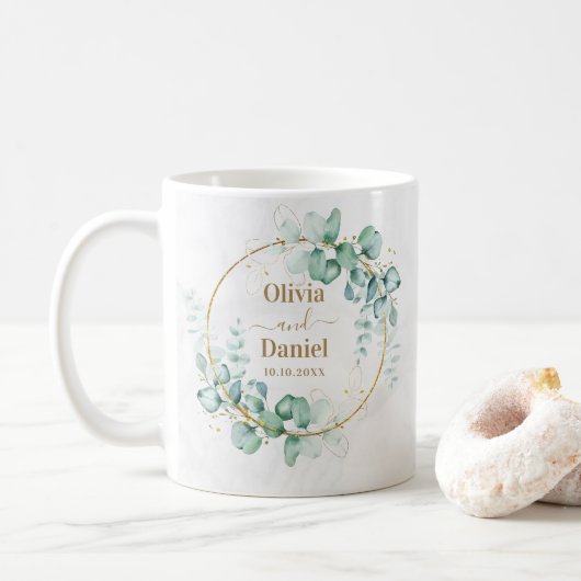 Botanische goldene Landschaft für Hochzeiten Kaffeetasse (Mit Donut)